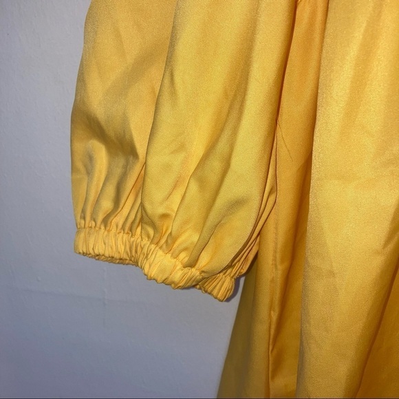 NWOT Vonda Empire Style V Neck Puff Sleeve Poly Yellow Dress 2X/ 3X - Picture 6 of 12
